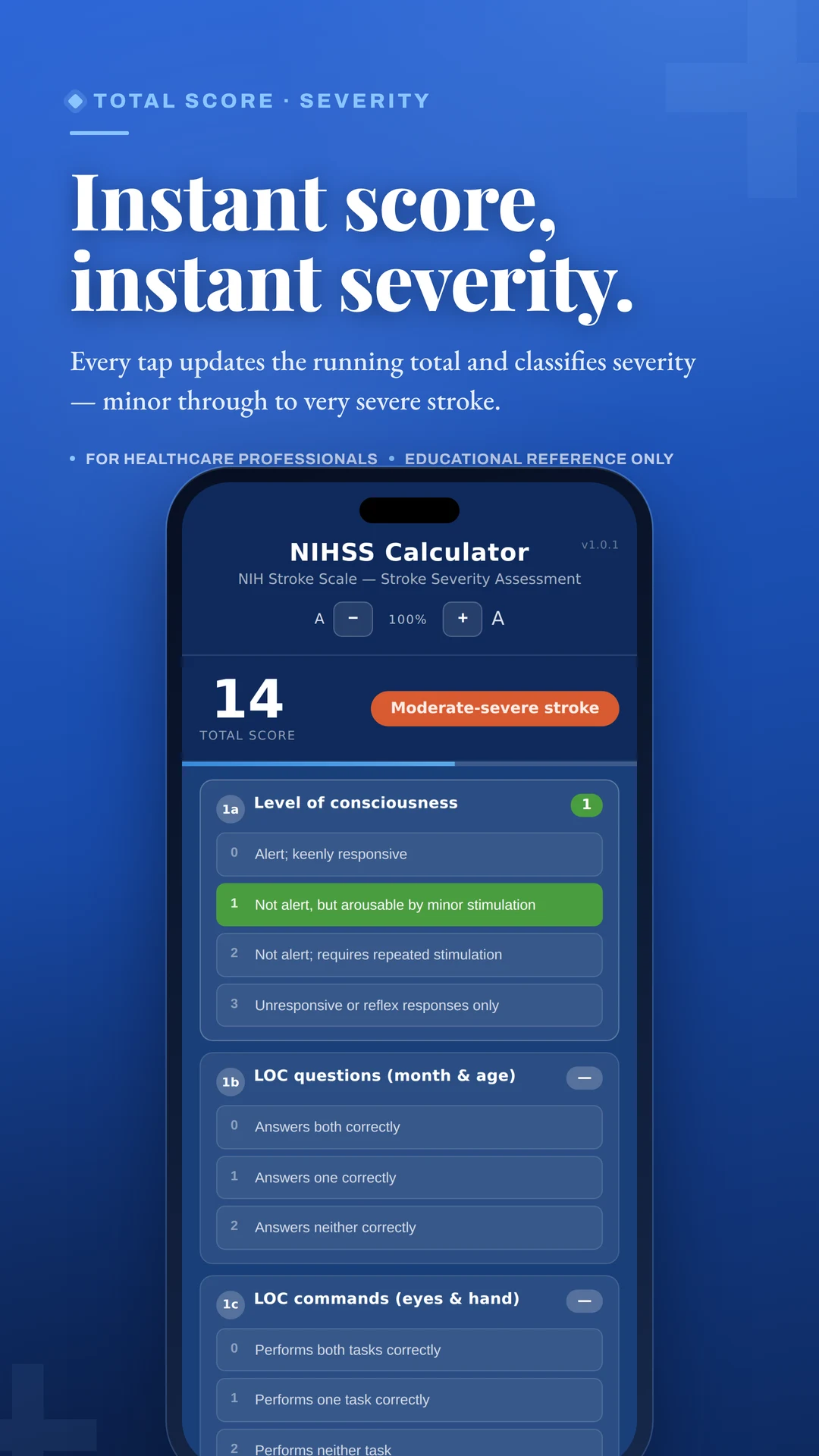 NIHSS Score -Stroke Calculator screenshot